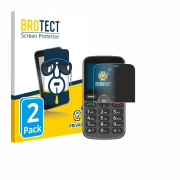 Face avant d’un emballage produit avec le logo de la marque BROTECT. À côté, l’appareil Doro 1380 est représenté avec la prote