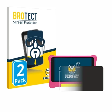 Face avant d’un emballage produit avec le logo de la marque BROTECT. À côté, l’appareil Happybe Kids Tablet 7