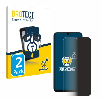 Face avant d’un emballage produit avec le logo de la marque BROTECT. À côté, l’appareil Samsung Galaxy A17 4G est représenté a