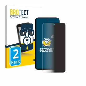 Face avant d’un emballage produit avec le logo de la marque BROTECT. À côté, l’appareil Xiaomi Poco M7 Plus est représenté ave