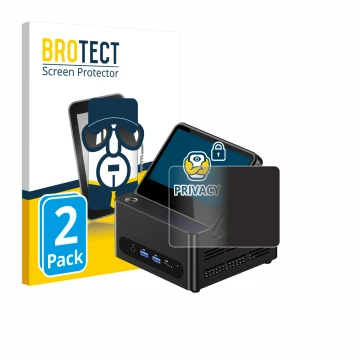 Face avant d’un emballage produit avec le logo de la marque BROTECT. À côté, l’appareil AOOSTAR ‎G-FLIP H255 est représenté av