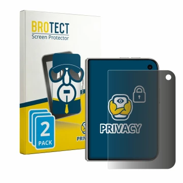 Face avant d’un emballage produit avec le logo de la marque BROTECT. À côté, l’appareil Apple iPhone Duo est représenté avec l