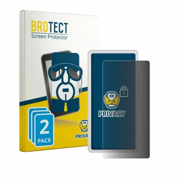 Face avant d’un emballage produit avec le logo de la marque BROTECT. À côté, l’appareil PocketBook Q est représenté avec la pr