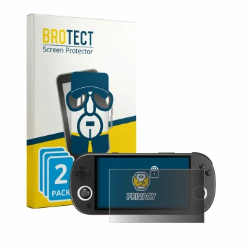 Face avant d’un emballage produit avec le logo de la marque BROTECT. À côté, l’appareil Trimui Smart Pro est représenté avec l