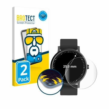 Face avant d’un emballage produit avec le logo de la marque BROTECT. À côté, l’appareil Montres (Circulaire, ø: 25 mm) est rep