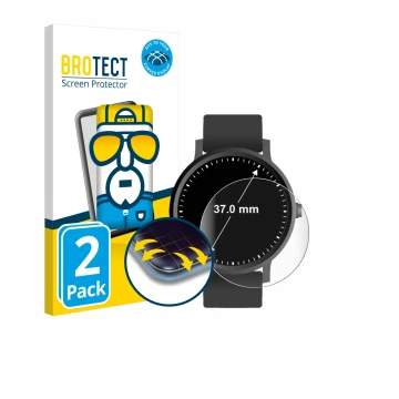 Face avant d’un emballage produit avec le logo de la marque BROTECT. À côté, l’appareil Montres (Circulaire, ø: 37 mm) est rep