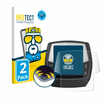 Face avant d’un emballage produit avec le logo de la marque BROTECT. À côté, l’appareil Bosch Intuvia Performance Line est rep