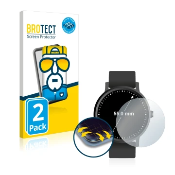 Face avant d’un emballage produit avec le logo de la marque BROTECT. À côté, l’appareil Montres (Circulaire, ø: 55 mm) est rep