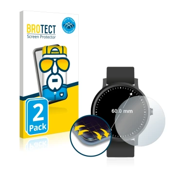 Face avant d’un emballage produit avec le logo de la marque BROTECT. À côté, l’appareil Montres (Circulaire, ø: 60 mm) est rep