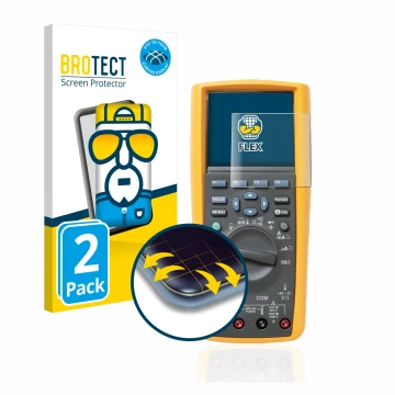 Face avant d’un emballage produit avec le logo de la marque BROTECT. À côté, l’appareil Fluke MultiMeter 289 est représenté av