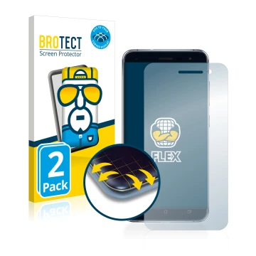 Face avant d’un emballage produit avec le logo de la marque BROTECT. À côté, l’appareil ASUS ZenFone 3 ZE520KL est représenté 