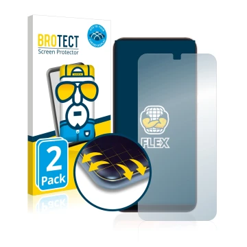 Face avant d’un emballage produit avec le logo de la marque BROTECT. À côté, l’appareil Xiaomi Mi 8 est représenté avec la pro