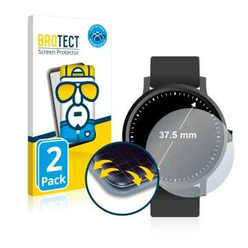 Face avant d’un emballage produit avec le logo de la marque BROTECT. À côté, l’appareil Montres (Circulaire, ø: 37.5 mm) est r
