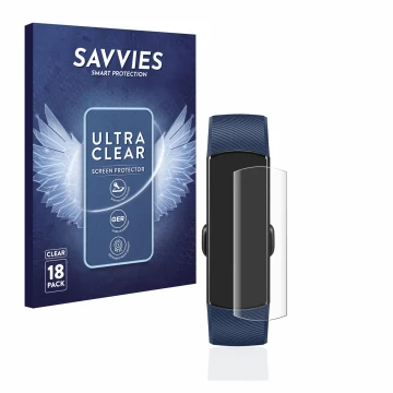 Face avant d’un emballage produit avec le logo de la marque BROTECT. À côté, l’appareil Honor Band 4 est représenté avec la pr