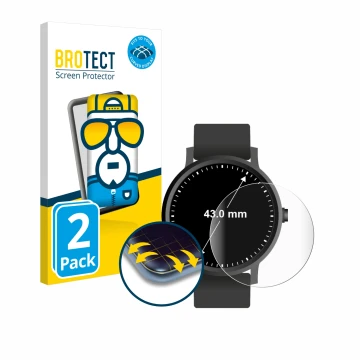 Face avant d’un emballage produit avec le logo de la marque BROTECT. À côté, l’appareil Circulaire Displays (ø: 43 mm) est rep