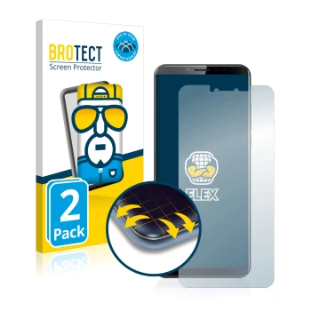 Face avant d’un emballage produit avec le logo de la marque BROTECT. À côté, l’appareil Cubot X19 est représenté avec la prote