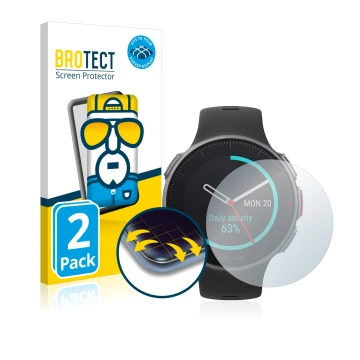 Face avant d’un emballage produit avec le logo de la marque BROTECT. À côté, l’appareil Polar Vantage V Titan est représenté a