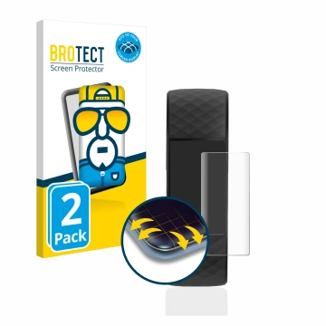 Face avant d’un emballage produit avec le logo de la marque BROTECT. À côté, l’appareil Fitbit Charge 4 est représenté avec la