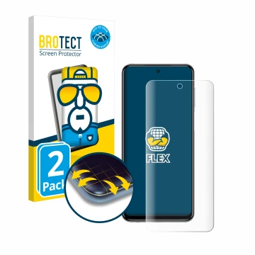 Face avant d’un emballage produit avec le logo de la marque BROTECT. À côté, l’appareil Xiaomi Redmi Note 9S est représenté av