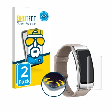 Face avant d’un emballage produit avec le logo de la marque BROTECT. À côté, l’appareil Huawei TalkBand B6 est représenté avec