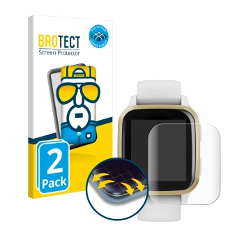 Face avant d’un emballage produit avec le logo de la marque BROTECT. À côté, l’appareil Garmin Venu Sq est représenté avec la 