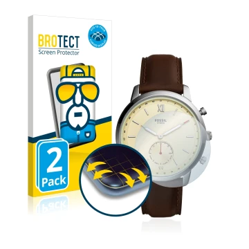 Face avant d’un emballage produit avec le logo de la marque BROTECT. À côté, l’appareil Fossil Neutra Hybrid HR est représenté