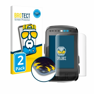 Face avant d’un emballage produit avec le logo de la marque BROTECT. À côté, l’appareil Wahoo Elemnt Bolt V2 GPS est représent