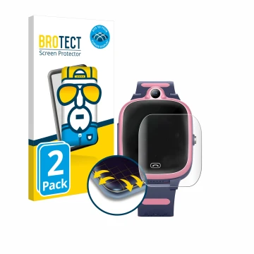Face avant d’un emballage produit avec le logo de la marque BROTECT. À côté, l’appareil Fitonme 4G Smartwatch S.B-1034 est rep