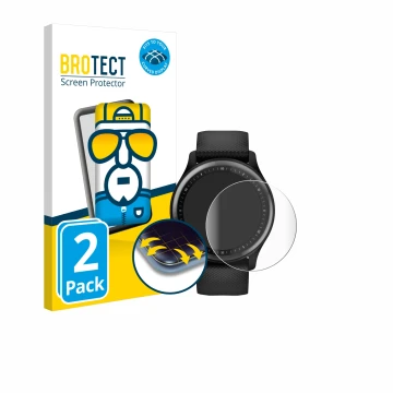 Face avant d’un emballage produit avec le logo de la marque BROTECT. À côté, l’appareil Garmin Vivomove Sport est représenté a