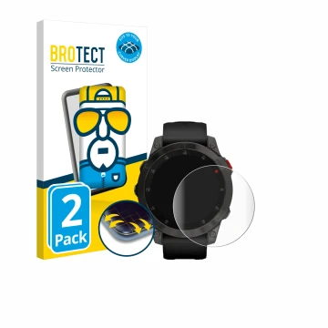 Face avant d’un emballage produit avec le logo de la marque BROTECT. À côté, l’appareil Garmin epix (Gen. 2) est représenté av