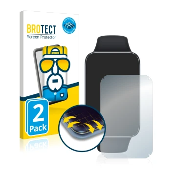 Face avant d’un emballage produit avec le logo de la marque BROTECT. À côté, l’appareil Xiaomi Smart Band 7 Pro est représenté