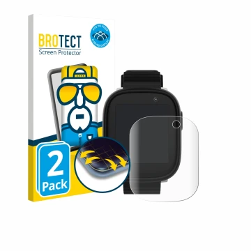 Face avant d’un emballage produit avec le logo de la marque BROTECT. À côté, l’appareil Xplora X6 Play 2022 (1ère génération) 