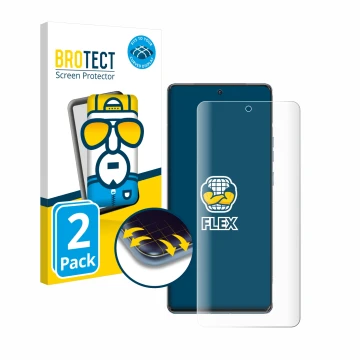 Face avant d’un emballage produit avec le logo de la marque BROTECT. À côté, l’appareil Motorola Edge 40 Pro est représenté av