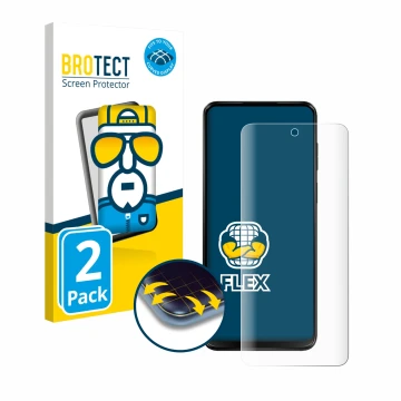 Face avant d’un emballage produit avec le logo de la marque BROTECT. À côté, l’appareil Motorola Moto G13 est représenté avec 