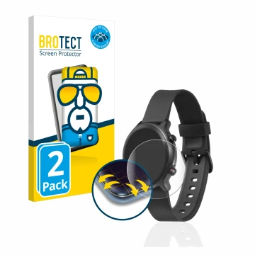Face avant d’un emballage produit avec le logo de la marque BROTECT. À côté, l’appareil Doro Watch est représenté avec la prot