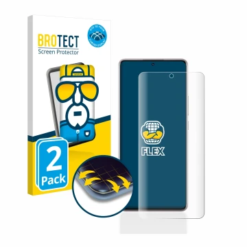 Face avant d’un emballage produit avec le logo de la marque BROTECT. À côté, l’appareil Xiaomi Redmi Note 12 Pro 4G (case-frie