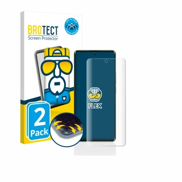 Face avant d’un emballage produit avec le logo de la marque BROTECT. À côté, l’appareil realme 11 Pro Plus est représenté avec