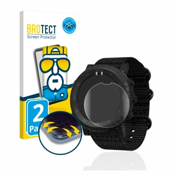Face avant d’un emballage produit avec le logo de la marque BROTECT. À côté, l’appareil Suunto Core Alpha est représenté avec 