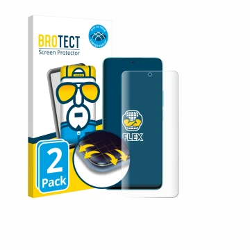 Face avant d’un emballage produit avec le logo de la marque BROTECT. À côté, l’appareil Honor 90 Lite est représenté avec la p