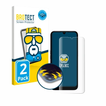 Face avant d’un emballage produit avec le logo de la marque BROTECT. À côté, l’appareil Doro 8200 est représenté avec la prote