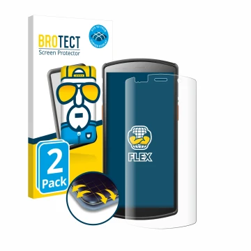 Face avant d’un emballage produit avec le logo de la marque BROTECT. À côté, l’appareil Urovo DT50 5,7