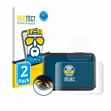 Face avant d’un emballage produit avec le logo de la marque BROTECT. À côté, l’appareil GoPro Hero 12 Black est représenté ave