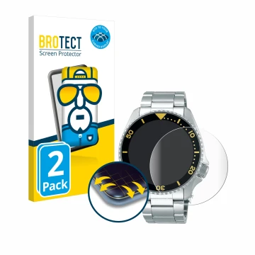 Face avant d’un emballage produit avec le logo de la marque BROTECT. À côté, l’appareil Seiko 5 Sports SRPD59K1 est représenté