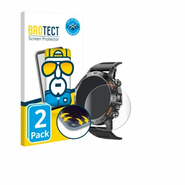 Face avant d’un emballage produit avec le logo de la marque BROTECT. À côté, l’appareil Lemfo Smartwatch 1.39