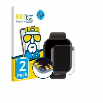 Face avant d’un emballage produit avec le logo de la marque BROTECT. À côté, l’appareil Smartwatch IDW15 1.8