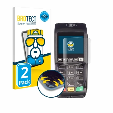 Face avant d’un emballage produit avec le logo de la marque BROTECT. À côté, l’appareil ingenico Desk/3500 est représenté avec