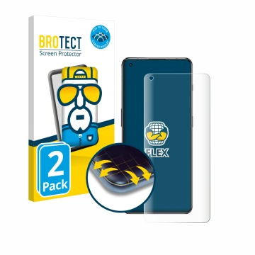 Face avant d’un emballage produit avec le logo de la marque BROTECT. À côté, l’appareil OnePlus 11 est représenté avec la prot