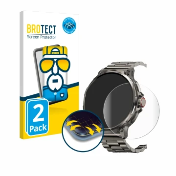 Face avant d’un emballage produit avec le logo de la marque BROTECT. À côté, l’appareil Tesofit Smartwatch 1.85