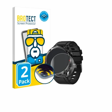 Face avant d’un emballage produit avec le logo de la marque BROTECT. À côté, l’appareil LIGE Smartwatch 1.6