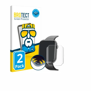 Face avant d’un emballage produit avec le logo de la marque BROTECT. À côté, l’appareil Mingtawn Smartwatch 1.85